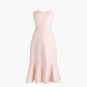 NWT Women Size 14 J. Crew Pink Strapless Ruffle-Hem Off Shoulder Dress in Faille